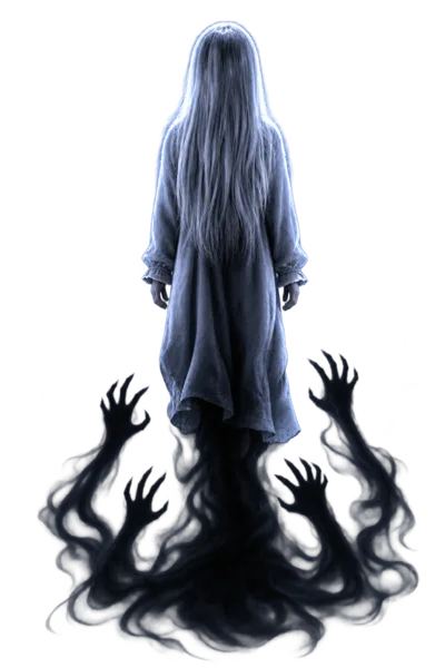 The Poltergeist: a pale robed figure with clawed shadow hands