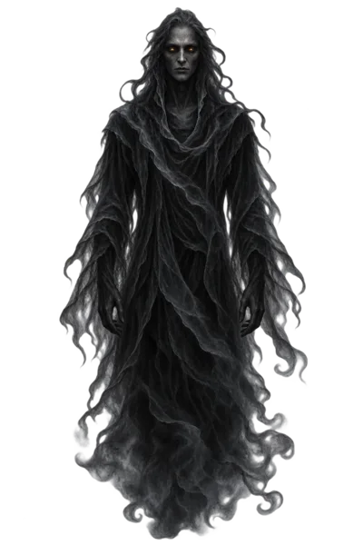The Shade: a dark hooded shape with a pale face