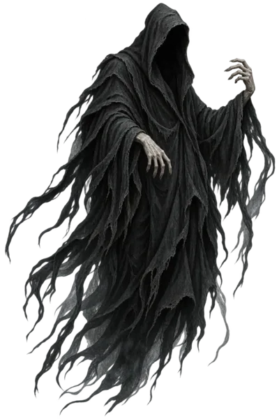 The Wraith: a black hooded figure floating above the ground